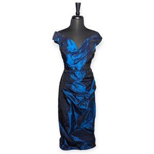 Vintage Alfred Angelo Blue Off Shoulder Floor Length Evening Gown Size 13 Junior